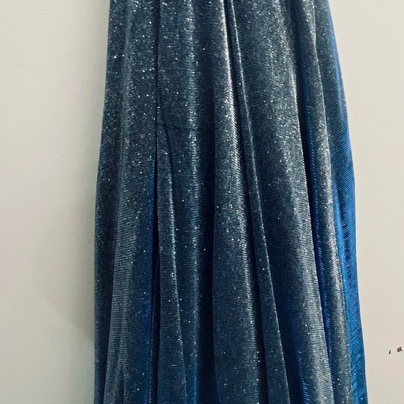 Metallic Blue Formal Evening Gown - Picture 8 of 12